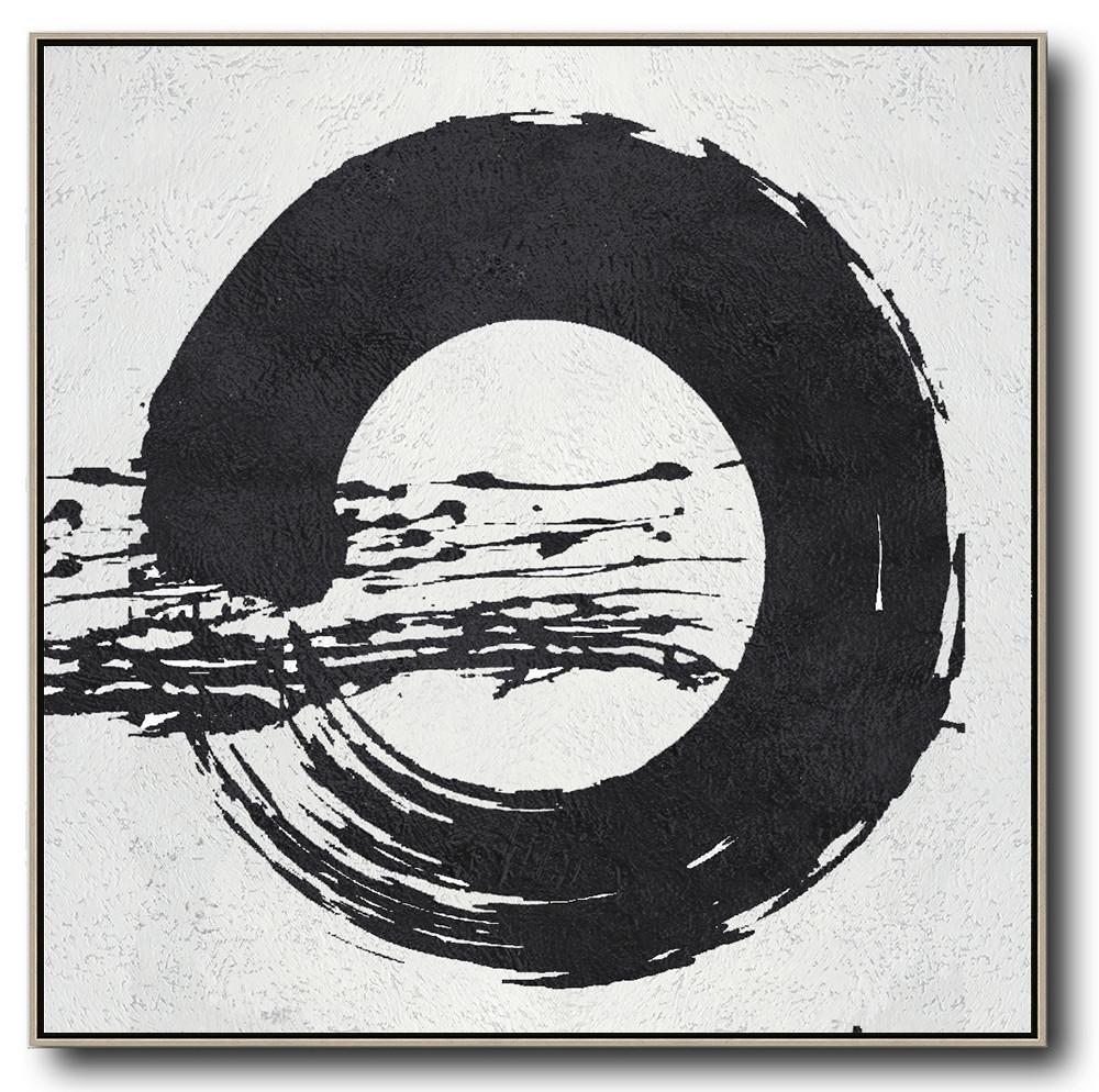 Extra Large Acrylic Painting On Canvas,Oversized Minimal Black And White Painting - Huge Abstract Canvas Art